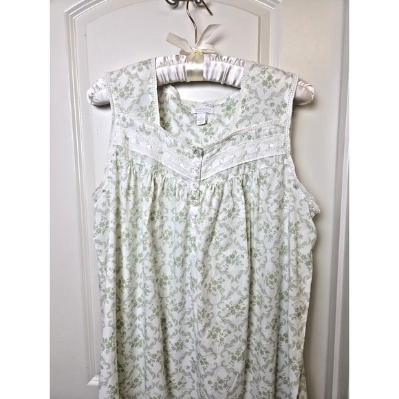 Charter Club Other - Vtg 90s Nightgown 100% Cotton Floral Green Prairie Cottage Farmhouse 1X Plus Sz